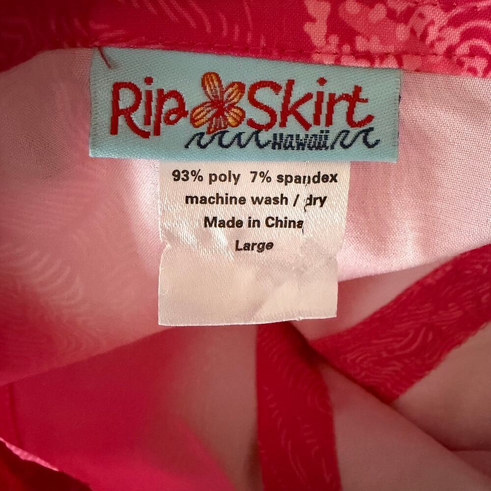 Rip Skirt Hawaii Pink Magenta Adjustable Waist Mini Skirt Floral Size Large - Picture 3 of 4